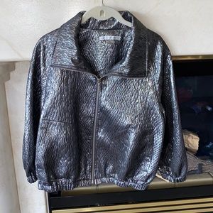 Peter Nygard Petites Metalic 3/4 Sleeve Small Generous Fit Lightweight Jacket
